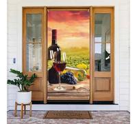 Coperture per porte di Natale per porta d'ingresso, divertenti bicchieri da vino rosso autunno inverno, striscione da appendere per esterni e interni, decorazione da parete per portico, 1,8 x 0,9 m
