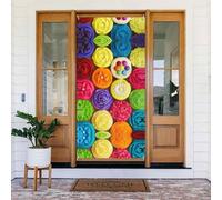 Coperture per porte di Natale per porta d'ingresso, divertenti cupcake dai colori vivaci, per autunno inverno, striscione da appendere per esterni, interni, portico, vigilia, decorazioni da parete