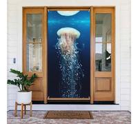 Coperture per porte di Natale per porta d'ingresso, divertenti meduse bianche oceaniche dansing autunno inverno porta banner appeso sfondo per esterni interni portico vigilia decorazioni da parete