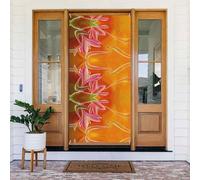 Coperture per porte psichedeliche con fiori d'arancio, decorazioni per interni ed esterni, decorazioni natalizie per Halloween, primavera/estate/autunno/inverno
