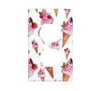 Coperture per prese duplex, 1 piastre da parete di dimensioni standard, coperture da parete per gelato estivo rosa, coperture decorative per prese elettriche, in policarbonato termoplastico