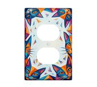 Coperture per prese duplex a forma di gatto, astratto, contemporaneo, triangolo, occhio, nessuna plastica blu, dimensioni standard, decorative, per casa, soggiorno, camera da letto, bagno