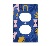 Coperture per prese duplex a mano, moderne linee astratte a clessidra, in plastica blu, dimensioni standard, decorative, per casa, soggiorno, camera da letto, bagno