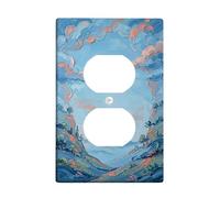 Coperture per prese duplex con nuvole, piastra da parete, impressionismo, natura, montagne, orizzonte, primavera, blu, plastica, dimensioni standard, coperture decorative per presa di corrente per