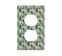 Coperture per prese duplex, piastre da parete di dimensioni standard 1-Gang, coperture per prese con stampa di pavone verde e piante,Copertura decorativa per prese elettriche