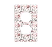 Coperture per prese duplex, piastre da parete di dimensioni standard a 1 banda, coperture per prese d'aria calda rosa stampa fiore piastra a parete, copertura presa elettrica decorativa