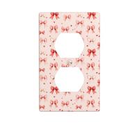 Coperture per prese duplex, piastre da parete standard a 1 banda, con stampa a forma di cuore rosa con papillon, copertura per presa elettrica decorativa