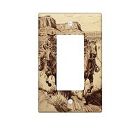 Coperture per prese elettriche occidentali Cowboy Retro Casale Paese Deserto Cavallo di Montagna Giallo Policarbonato (PC) Infrangibile Parete Camera Ufficio Luce Interruttore Piastra Copertura