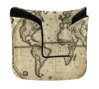 Coperture per putter da golf con mappa del mondo, stile retrò, marrone, magnetico, per la maggior parte delle marche, in pelle ecologica in poliuretano, impermeabile