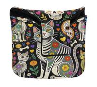 Coperture per putter da golf Mallet Magnetico Snap Putter Copritesta per Mallet Square PU Pelle Impermeabile Sugar Skull Cat Cute Dia De Los Muertos Divertente messicano