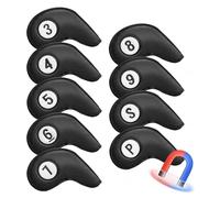 Coperture per Testa di Ferro da Golf 9 pcs, Chiusura magnetica, Copertina Del Club da Golf, Con il numero del club Numero Del Club (3-9, P, S),black