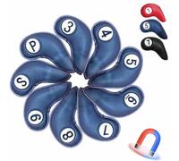 Coperture per Testa di Ferro da Golf 9 pcs, Chiusura magnetica, Golf Copri-Testa, Con il numero del club Numero Del Club (3-9, P, S),blue