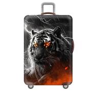 Coperture Per Valigie,Gatto Tigre Animale Luggage Cover,Nero Bianco Fiamma Fulmine Bagagli Copertura Protettiva,Coprivaligie Da Viaggio,Copri Valigia 18-32 Pollic (Fiamma Tigre,L(25-28inch))