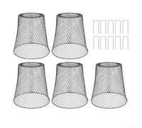 Coperture protettive per piante da giardino, 5 pezzi, con rete metallica e paletti, progettate per proteggere le piante dalla fauna selvatica e dallo stress ambientale (nero)