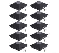 Coperture quadrate in plastica nera da 15,2 cm, per pali da giardino in legno, resistenti alle intemperie, protezione contro pioggia, sole, raggi UV, per fermare la decadimento, quattro pezzi inclusi