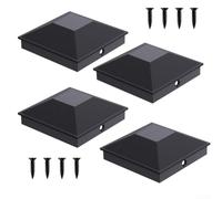 Coperture quadrate in plastica nera per pali da giardino in legno da 15 cm, resistenti alle intemperie, protezione contro pioggia, sole, raggi UV per fermare la decadimento, quattro pezzi inclusi