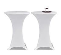 vidaXL 4X Coperture Verticali per Tavolo Elastiche Rotondi Eleganti Copritavolo Tovaglie Interni Esterni Ø60 cm Bianche in Tessuto Elasticizzato