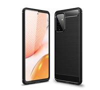 COPHONE® - Cover Nero Compatible Samsung Galaxy A72 in Fibra di Carbonio, Antiscivolo. Custodia Galaxy A72 Silicone Molle Black, Anti-Urto