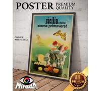 copia autore POSTER locandina vintage SICILIA primavera Etna Isola Palermo