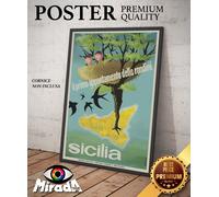 copia autore POSTER vintage SICILIA il primo appuntamento con le rondini mare