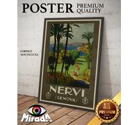 copia d'autore POSTER locandina vintage NERVI Genova Liguria mare estate inverno
