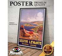 copia d'autore POSTER locandina vintage SESTRI LEVANTE Riviera Ligure mare