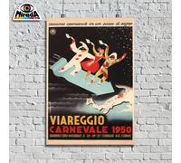 copia d'autore POSTER VINTAGE CARNEVALE VIAREGGIO 1950 TOSCANA MASCHERE