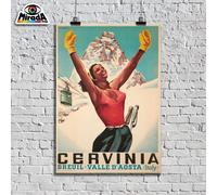 copia d'autore POSTER VINTAGE CERVINIA BREUIL VALTOURNENCHE V. D'AOSTA CERVINO