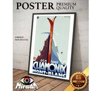 copia d'autore POSTER vintage Chamonix-Mont-Blanc été hiver sci alpinismo