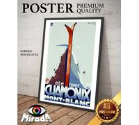 copia d'autore POSTER vintage Chamonix-Mont-Blanc été hiver sci alpinismo