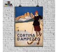 copia d'autore POSTER VINTAGE CORTINA D'AMPEZZO SPORT SCI MONTI NEVE