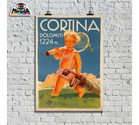 copia d'autore POSTER VINTAGE CORTINA DOLOMITI VAL GARDENA GOLF MONTI