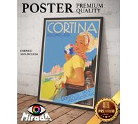 copia d'autore POSTER VINTAGE CORTINA DOLOMITI VENETO MONTI FIORI