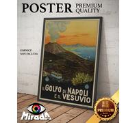 copia d'autore POSTER vintage GOLFO NAPOLI VESUVIO vulcano penisola flegrea