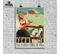 copia d'autore POSTER VINTAGE VALLE D'AOSTA Vallée d'Aoste Peroula Pila