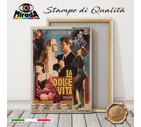 copia d'autore QUADRO La Dolce Vita Fellini Mastroianni STAMPA TELA CANVAS