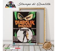 copia d'autore QUADRO VINTAGE LOCANDINA DIABOLIK EVA KANT STAMPA TELA CANVAS