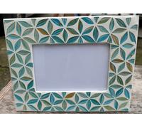 copia di Porta foto cornice grigia argento a fiori in mosaico di vetro colora