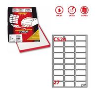 etichette adesive c/524 - in carta - permanenti - 56 x 28 mm - 27 et/fg - 100 fogli - bianco - angoli tondi - markin
