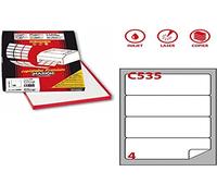 etichette adesive c/535 - in carta - permanenti - 190 x 61 mm - 4 et/fg - 100 fogli - bianco - angoli tondi - markin