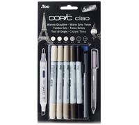 COPIC Ciao Coloured Marker Pen - 5+1 Set Warm Grey , For Art & Crafts, Colouring