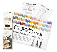 Copic Ciao LAYER & MIX Starter Set Pet, pennarelli con 3 diversi colori, carta pennarello e template da disegno, incluso foglio di allenamento per conoscere