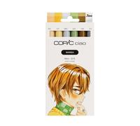 Copic Ciao MANGA - Set di pennarelli Hiro, con 5 tonalità calde di giallo e marrone, con 1 multiliner, 0,3 mm, colore grigio, Twin Marker con una punta media e una spazzola