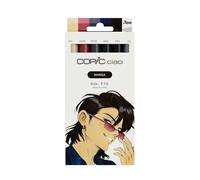 Copic Ciao MANGA Set di pennarelli Sota con 5 vivaci tonalità di rosso e viola coperto con 1 multilinino da 0,3 mm in blu, Twin Marker con una punta media e una spazzola