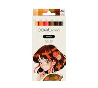 Copic Ciao MANGA - Set di pennarelli Yumi, con 5 tonalità di rosso-marrone e verde discreto, con 1 mulino da 0,3 mm in rosso vinaccia, Twin Marker con una punta media e una spazzola