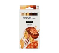 Copic Ciao PORTRAIT Set Amber Glow, 5 tonalità di beige e sabbia incl. 1 multiliner 0,3 mm in marrone, pennarello doppio con una punta media e una punta a pennello