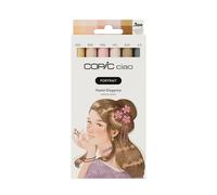 Copic Ciao PORTRAIT Set Eleganza Pastello, 5 colori pastello incluso 1 multiliner 0,3 mm in grigio caldo, doppio pennarello con una punta media e una a pennello