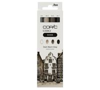 Copic Ciao Shade Set "Dark Warm Gray", 3 pennarelli Twin con una punta media e una punta a pennello, include Multiliner Warm Gray 0,5 mm