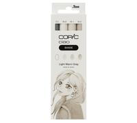 Copic Ciao Shade Set Light Warm Gray, 3 pennarelli Twin con una punta media e una punta a pennello, include Multiliner Warm Gray 0,3 mm