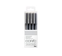 Copic Set Multiliner Cool Gray, 4 penne in diversi spessori di tratto, con inchiostro pigmentato resistente all'acqua e all'alcool, per schizzi, illustrazioni outline